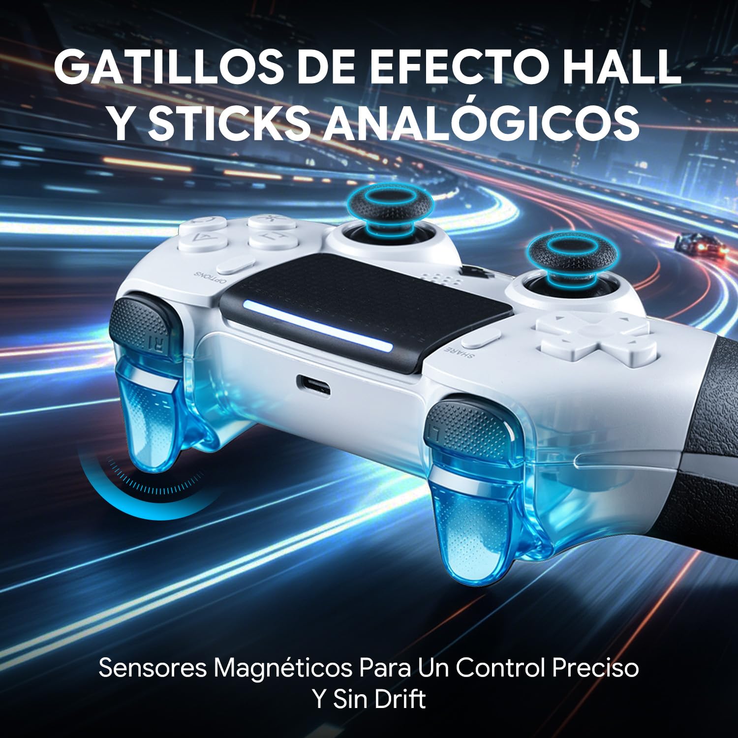 NITHO EVOLUTION Mando Inalámbrico Compatible con PS5 Pro/Slim, PC, iOS y Android, Gamepad con Joysticks Hall Effect, Doble Vibración, Macro, Turbo, Sensor de Movimiento de 6 Ejes y Panel Táctil