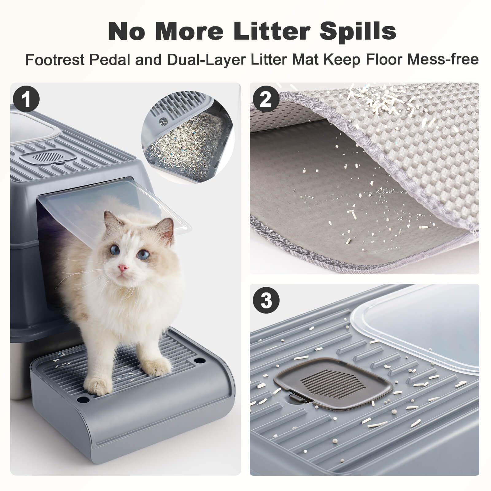 Stainless Steel Metal Cat Litter Box Large Enclosed with Lid, Dog Proof Jumbo Hooded High Sides for Big Cats, Indoor Multi Cat Use - Deep Design & No Smell