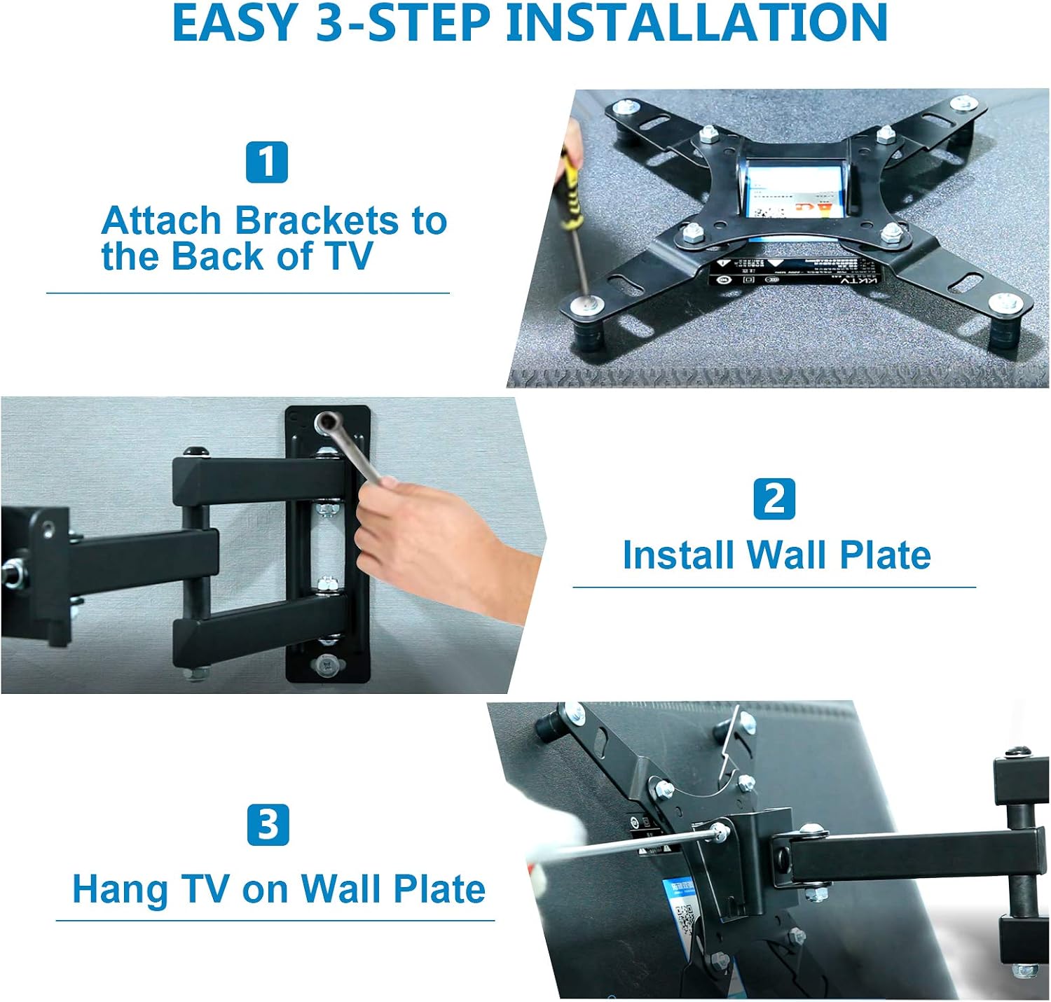 JUSTSTONE Full Motion TV Wall Mount Bracket Articulating Arms Swivels Tilts Extension Rotation for Most 13-42 Inch LED LCD Flat Curved Screen TVs & Monitors,Fits Max VESA 200x200mm Up to 55LBS