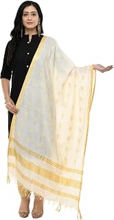 A R Silk Women's Self Design Cotton Dupatta (ARS0498_Off White_Free Size) Price In India
