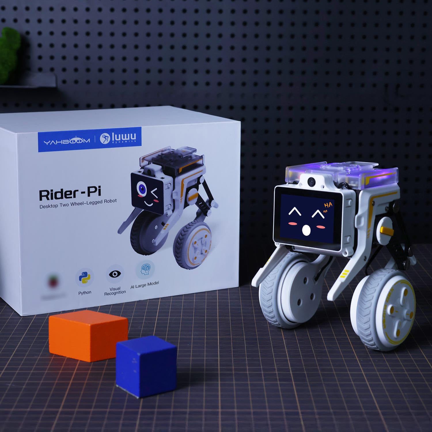 Yahboom Two Wheel-Legged Robot, integrato Raspberry Pi CM4 Module, AI Visual Recognition and Voice Interaction, Desktop Level Dual-Wheel-Foot Structure Adaptive Balance Robot