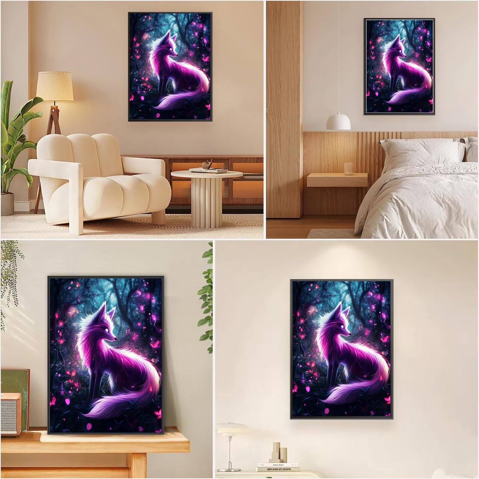 Diamond Painting Fuchs, Träume Diamond Painting Erwachsene 5D Runder Full Drill Diamond-painting, DIY Kreuzstich Bastelset Kreativ Set für Erwachsene, Crystal Art Home Wand Dekor, 90x120cm, Model751