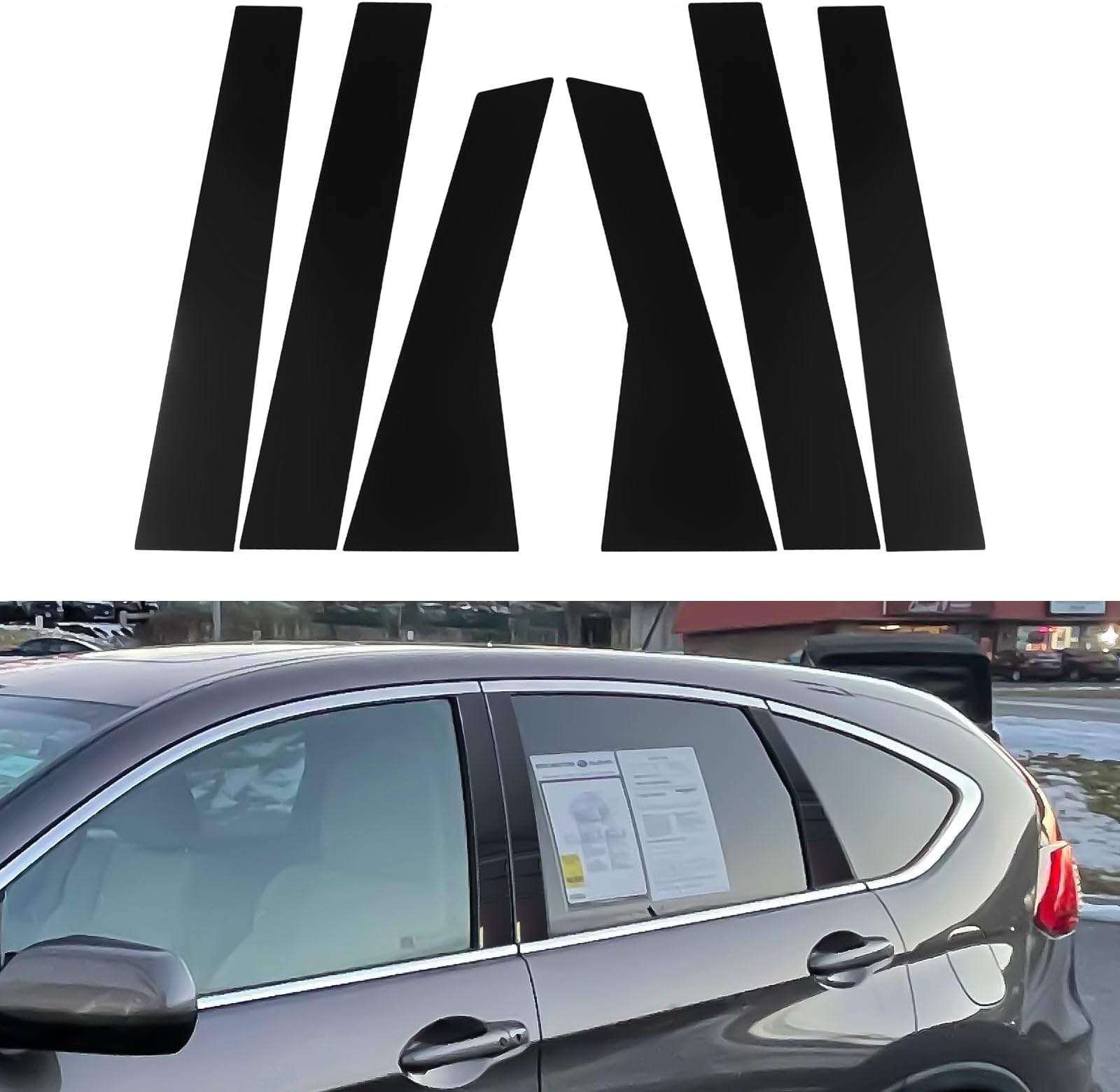 x xotic techPillar Post Side Door Window Cover Trim Pre-Cut Molding, Compatible with Honda CRV 2012-2016 (Glossy Black)
