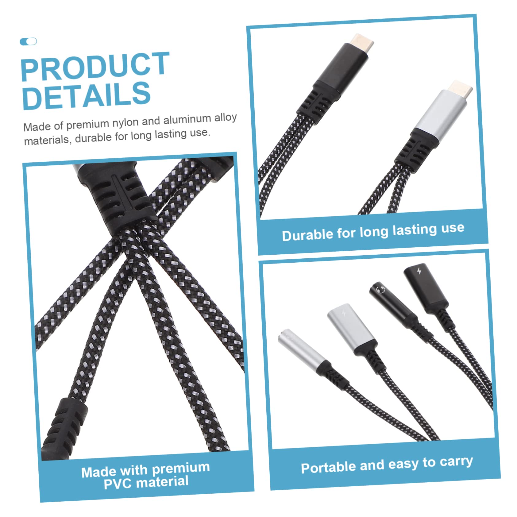 jojofuny 4stücke USB c Kopfhöreradapter Mit Ladefunktion Type-c Zu Klinkenstecker Für Musik Und Gleichzeitiges Aufladen Kompakt Und Leicht