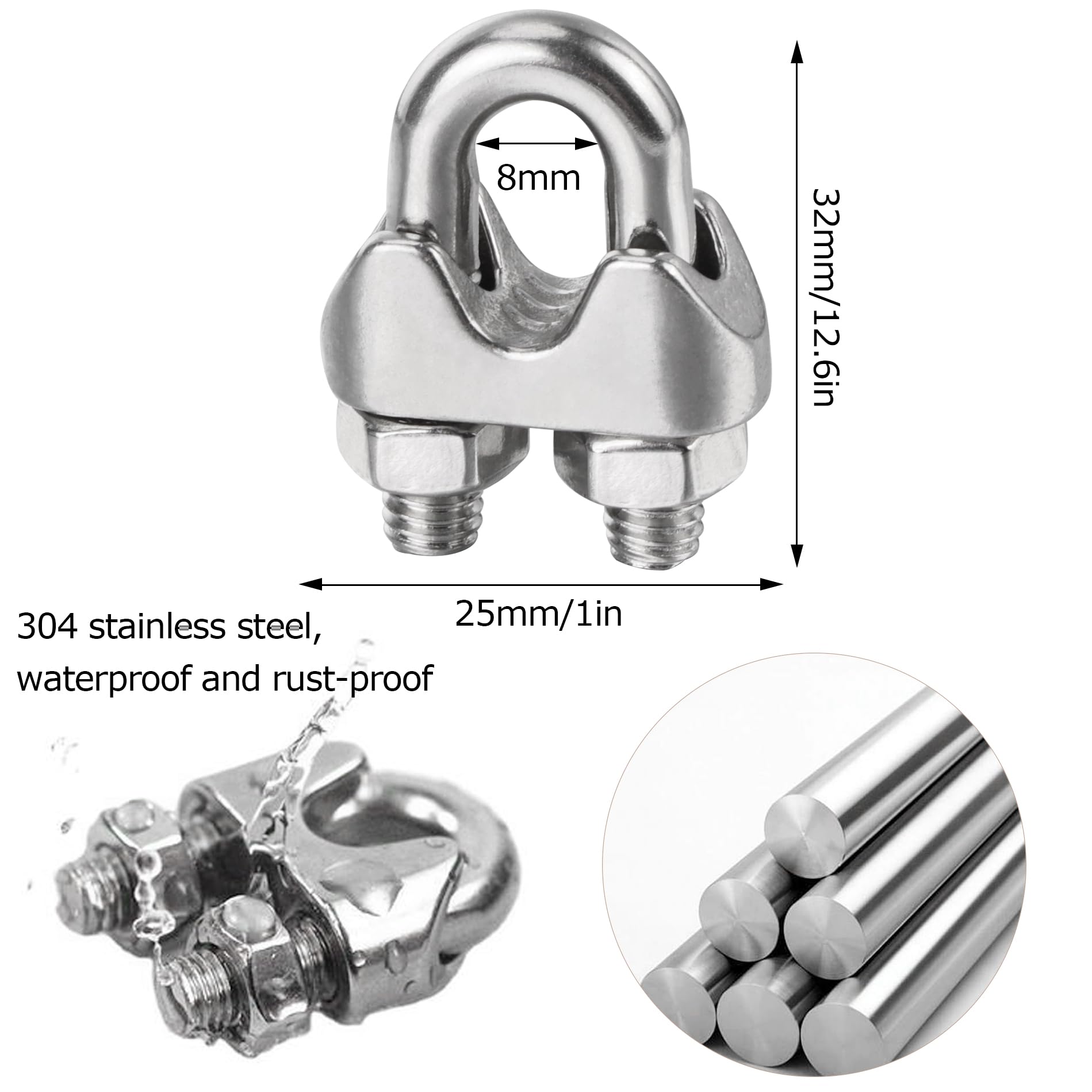 Morsetti Per Cavo Acciaio 20 Pezzi - Acciaio Inox 304, Per Recinzioni, Stendibiancheria, Sicuri E Antiscivolo - Foto 9