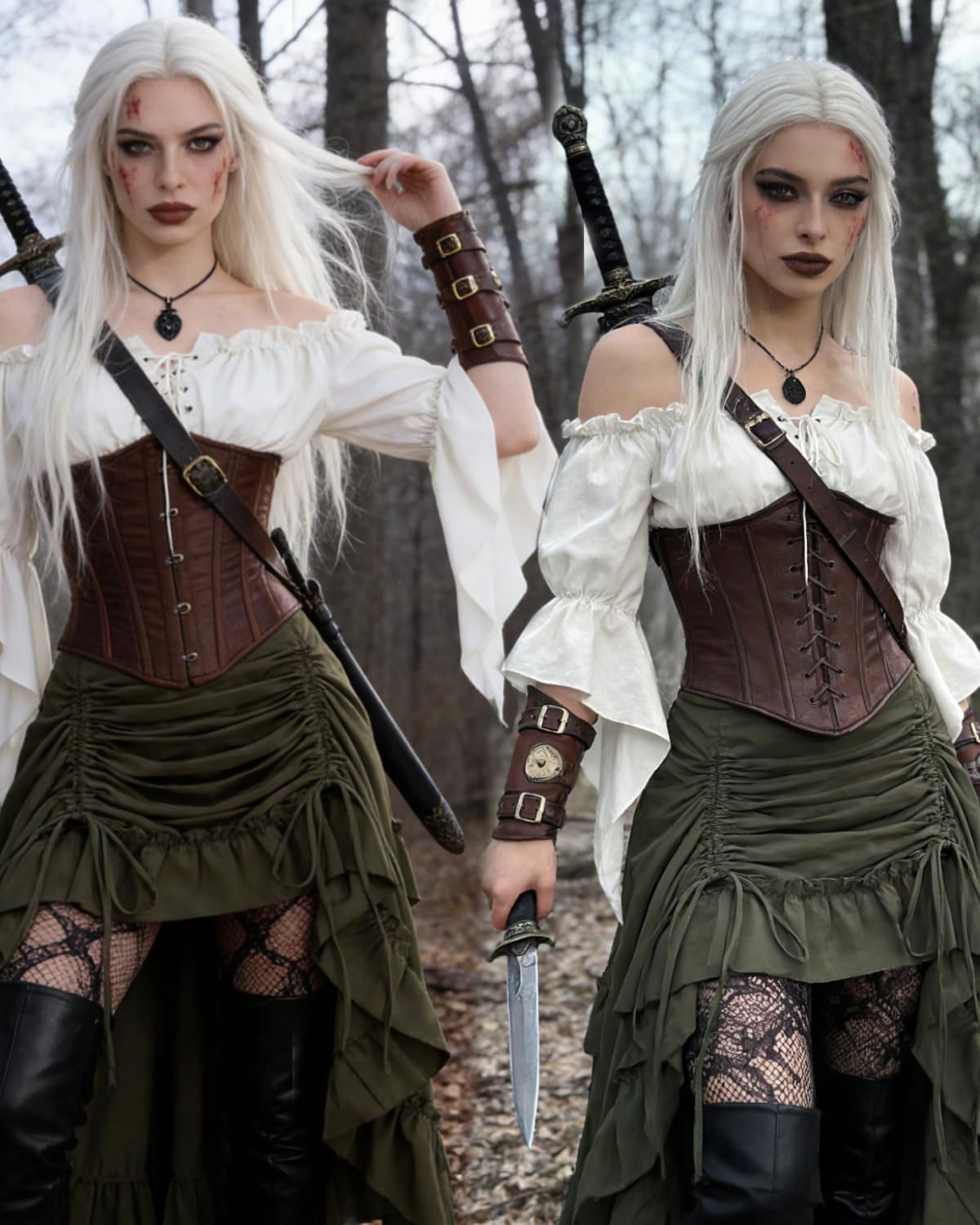 Women’s Renaissance Peasant Blouse Off Shoulder Bell Sleeve Top Medieval Pirate Corset Shirt for Ren Faire Cottagecore - Image 7