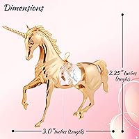 Vista 3 de Matashi Adorno de unicornio chapado en oro de 24 quilates, decoración para el hogar, oficina, regalo único para el día de la madre, día de San