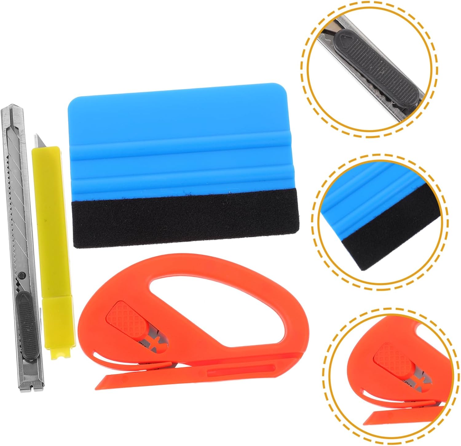 Mobestech 4pcs Window Tint Tool Kit Multifunctional Smoothing Tools for Vinyl Wrap Wallpaper Installation Includes Squeegee Craft Cutter for Bubble Removal and Protective Film Application