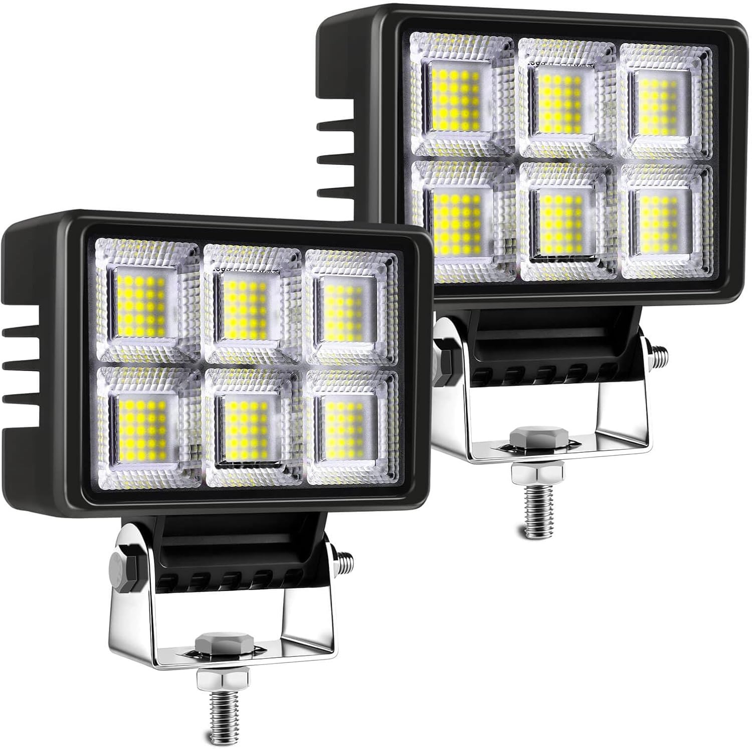 LED Tractor Lights, LED Work Light Bars for Truck ATV Vehicles Equipment Boats, 6 Inch, 12000LM, 12V, 2pcs (Flood)