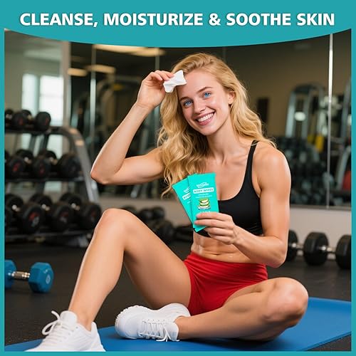 Miniatura 8 de Paquete de 300 toallitas corporales envueltas individualmente (8 x 9.5 pulgadas), toallitas de ducha sin enjuague para adultos, viajes, gimnasio y