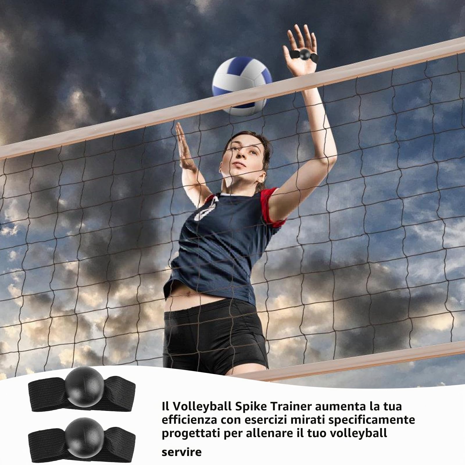 Nizirioo Pallavolo Spike Trainer, Attrezzatura da Allenamento Aid per Pallavolo, Sistema di Esercizi (Nero)