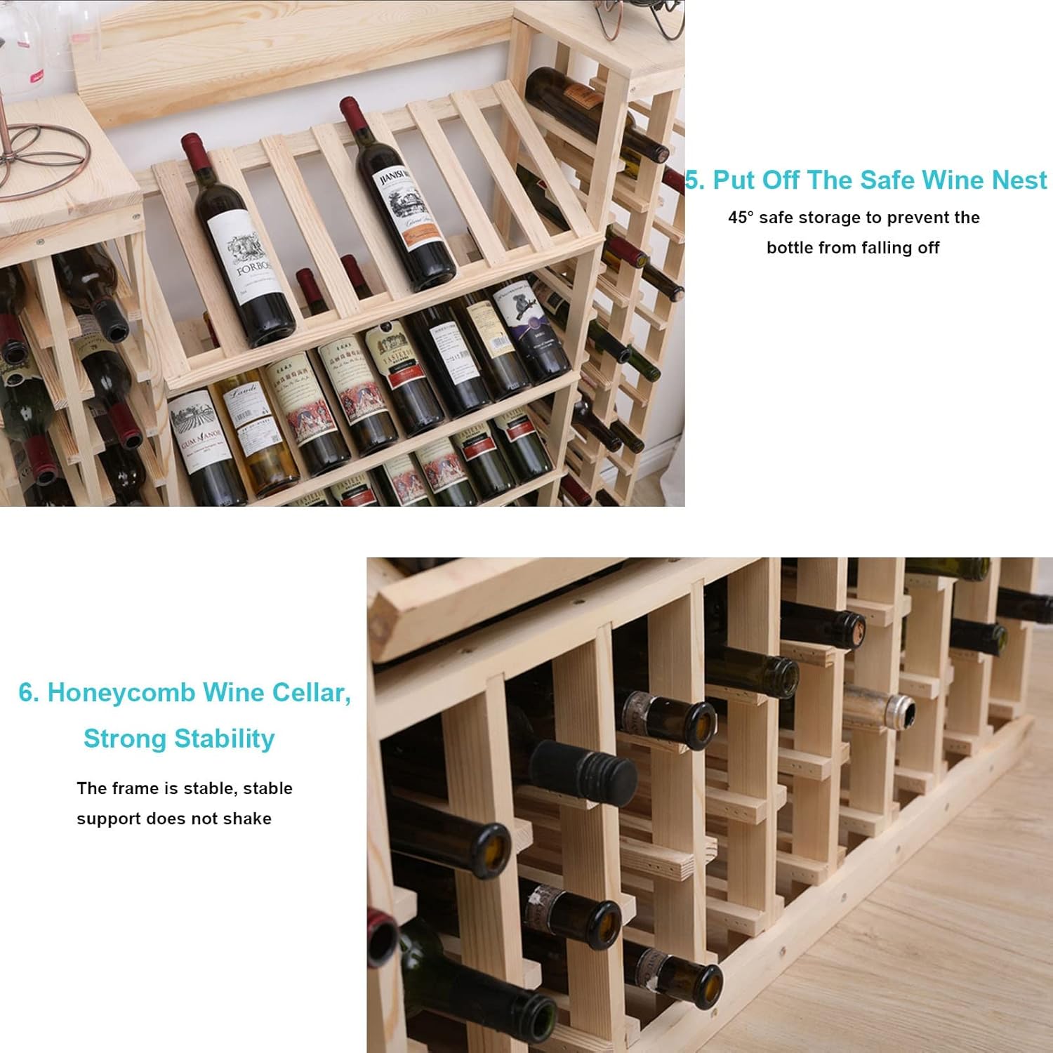 Modern Wall Mounted Wine Display Rack Wine Bottles Rack - Floor-Standing Wine Cooler, Solid Wood Floor Wine Bottle Rack/Wine Cabinet, Sturdy and Durable Display Rack, Wine Decorati