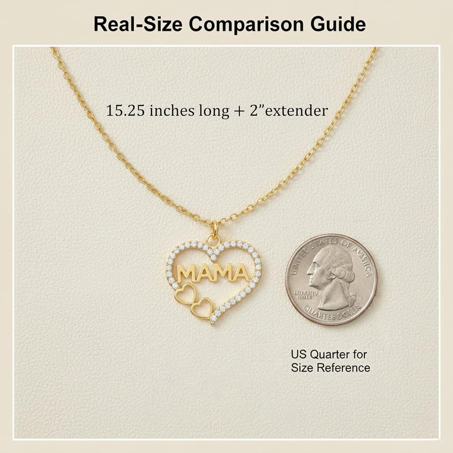 Jean Beau Heart Pendant Necklace Gift for Mom, Dainty Sparkly CZ Love Mom Necklaces Anniversary Birthday Everyday Christmas Holiday Jewelry - Image 4