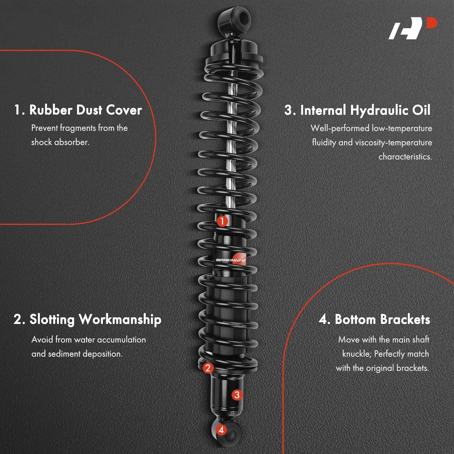 A-Premium Load Adjusting Shock Absorber Compatible with Ford F-250 1961-1964, F-350, F-100 & Toyota Tacoma, Pickup, Van, Van Wagon & Dodge Ram 50, Colt & Nissan Frontier, D21, Pickup & Jeep Gladiator