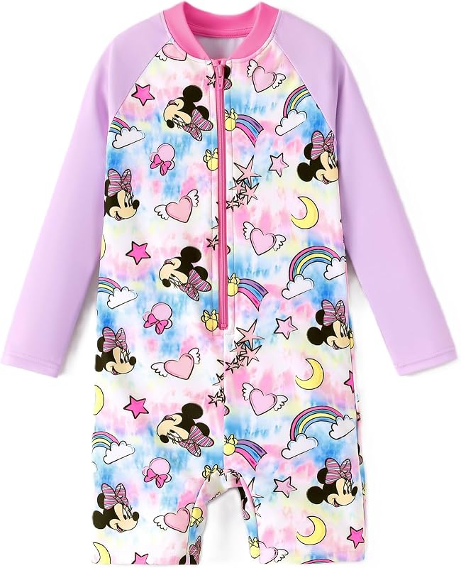 Girls Swimsuits UPF 50 Long Sleeves Rashguard Bathing Suits 2-9Y