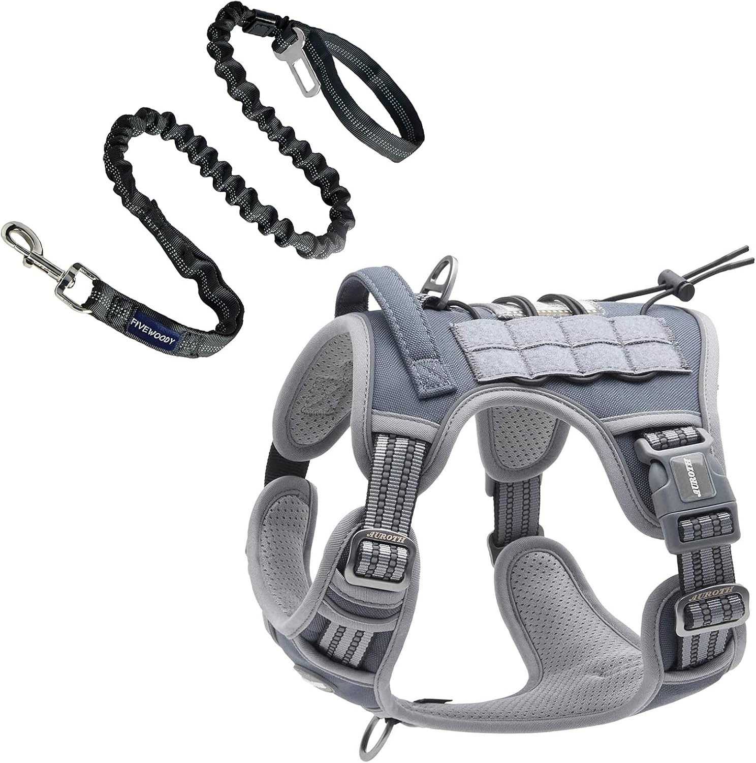 Auroth Tactical Dog Harness with 6 FT Black Heavy Duty Dog