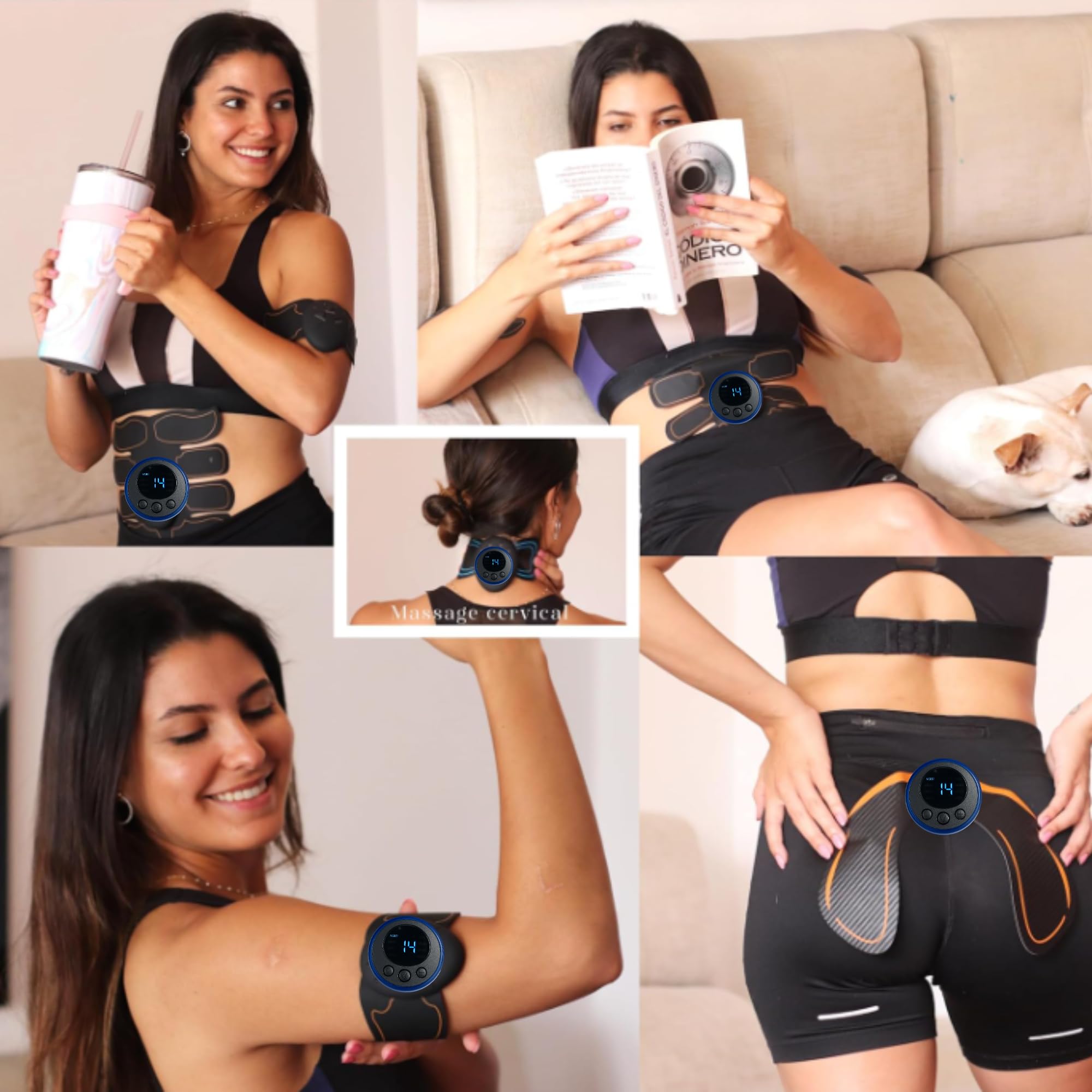 Ceinture Abdominale EMS Rechargeable – 6 Modes, 18 Niveaux, Similicuir, 43,3″, Pour Abdos, Bras, Jambes, Rééducation
