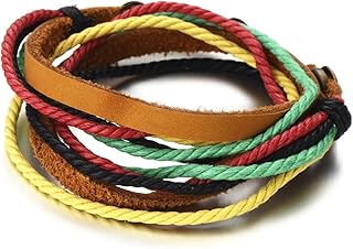 COOLSTEELANDBEYOND Mens Ladies Colorful Multi-Strand Leather Rope Bracelet Wristband Wrap Bracelet