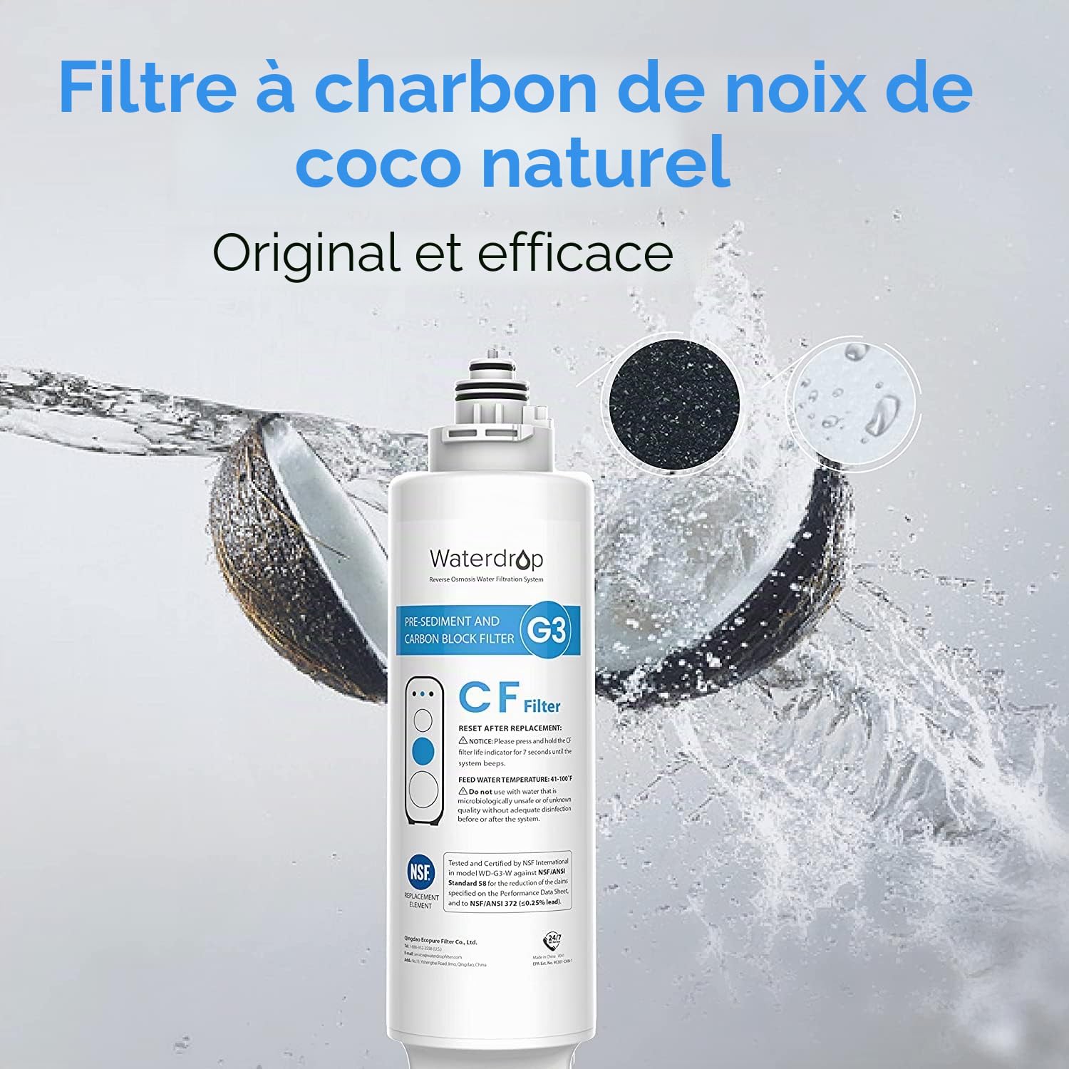 Waterdrop WD-G3-N1CF Filtre, Durée de Vie de 6 Mois, Remplacement pour WD-G3-W