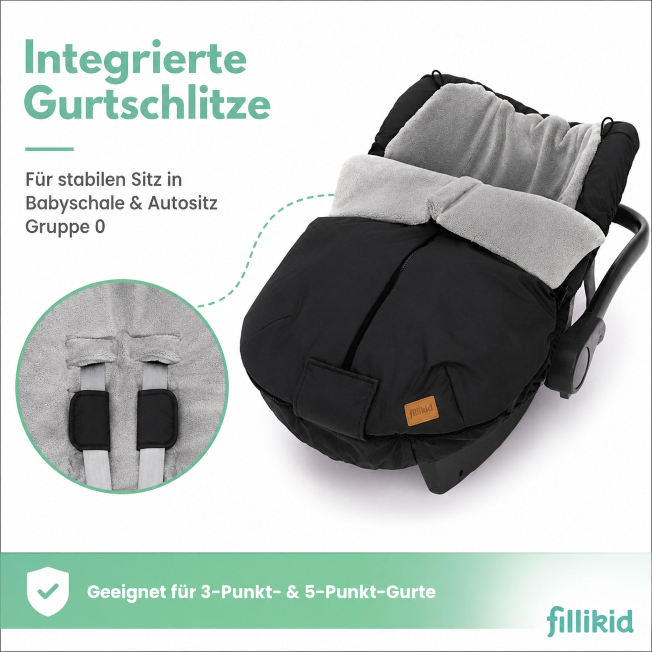 Fillikid Baby Winterfußsack Sella Exklusiv | leichter Fußsack winddicht & wasserabweisend, waschbar | für Autositze, Babyschale, Babywanne | warmer Universal-Fußsack ab Geburt