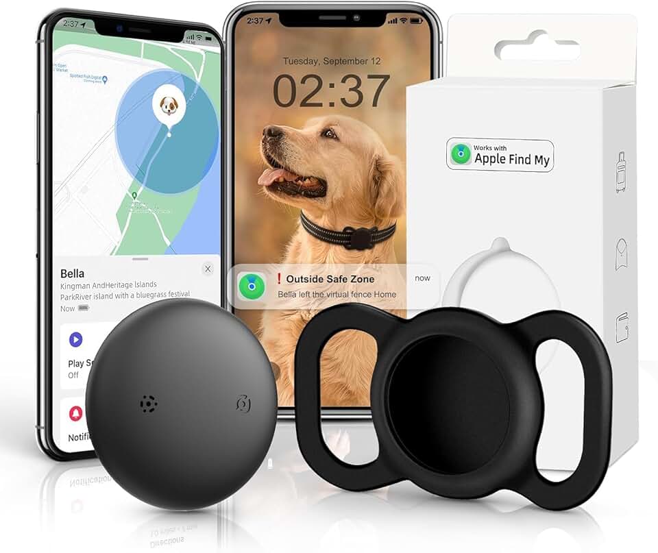 GPS Tracker for Dogs (1 Pack), Mini GPS Cat Tracker, Smart Pet Activity Tracker (iOS Only), No Monthly Fee, Compatible with Apple Find My, Anti-Lost, Finder Tag for Vehicles/Pets/Items/Kids