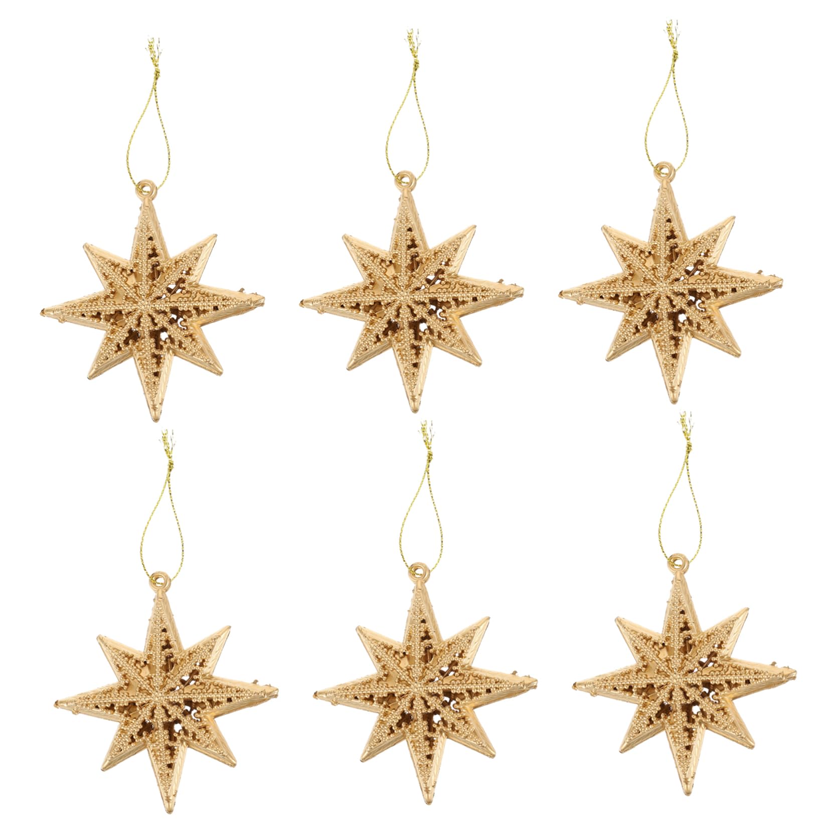 PRETYZOOM 5 Sätze Goldener Sternanhänger Sternverzierungen Stern-anhänger Christbaumanhänger Gold Christmas Tree Ornaments Weihnachtsdeko Weihnachtsstern Aus Kunststoff Plastik 6 Stück * 5