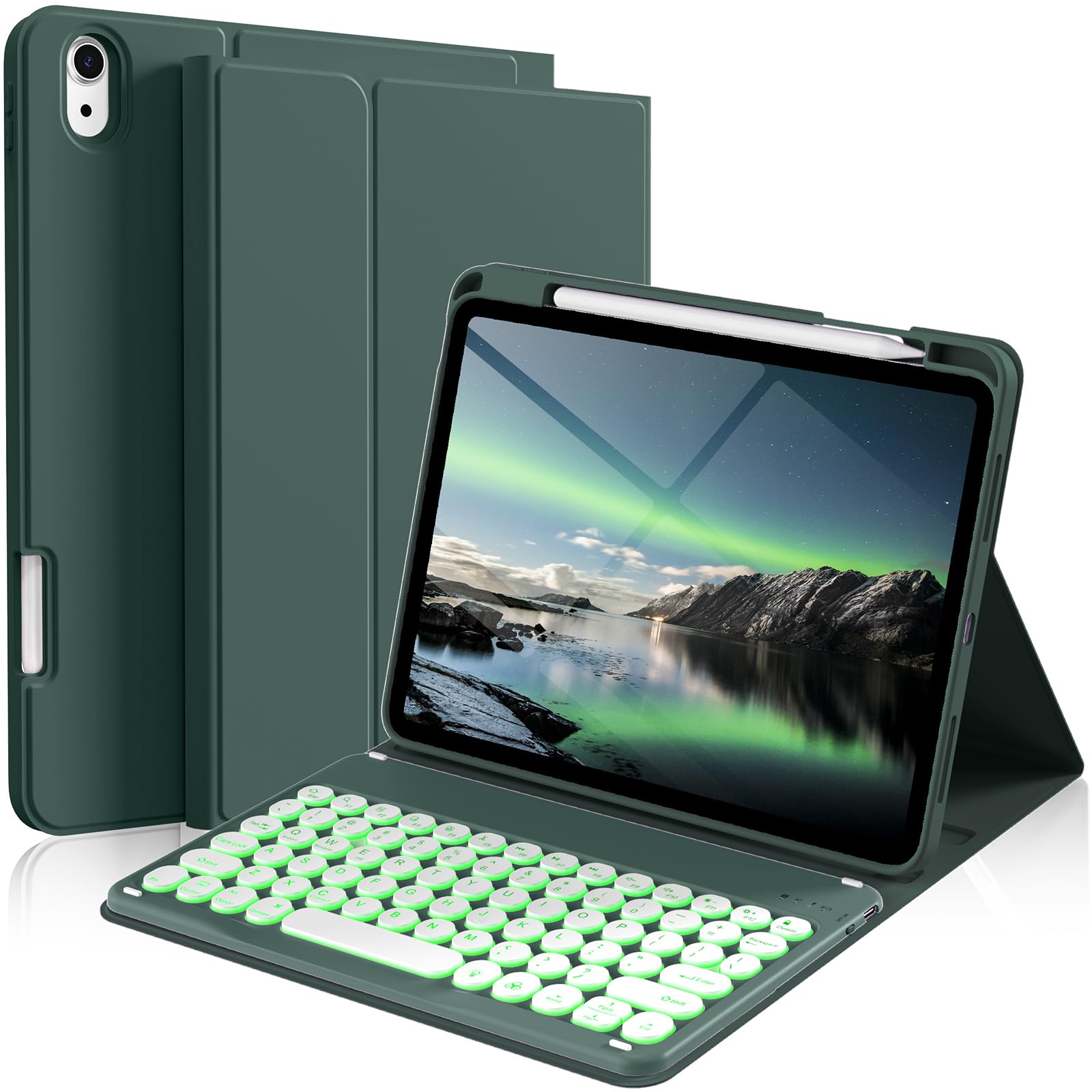 kenke for iPad 11/10th Gen Case with Keyboard 11/10.9 inch 2025 A16/2022, Detachable Wireless Bluetooth Keyboard Case with Right Side Pencil Holder,