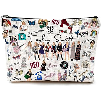 Cosmetic Bag for Women with Girls Keychain T-S Album Makeup Bag for Music Lovers Gift for Singer Fans