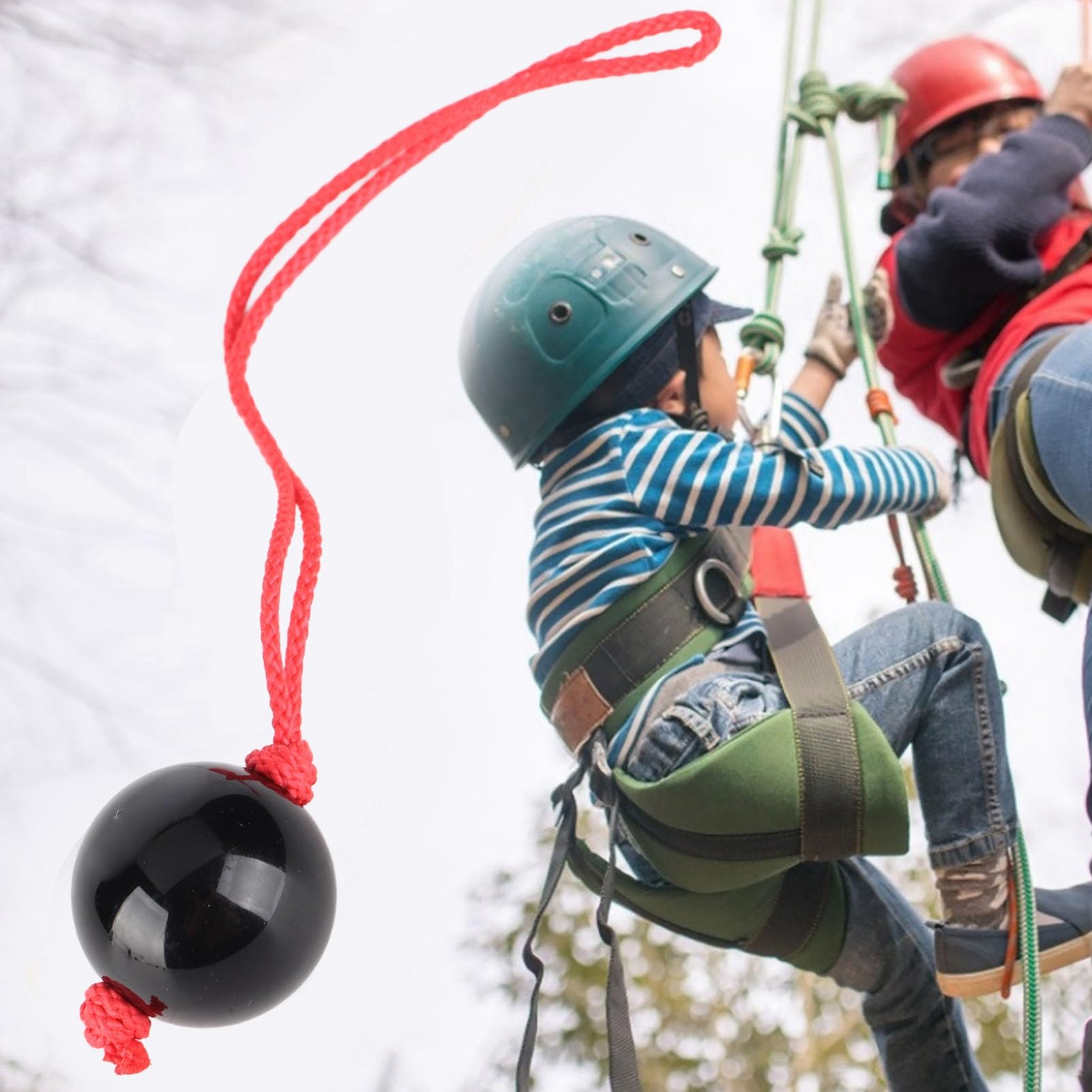 equlup Rope Tree Climbing Ring, 27mm 1.1in Climbing Tree Ball Plastic Rope Guide Ring Style Friction Saver with Loop Lanyard for Aerial Work in Garde