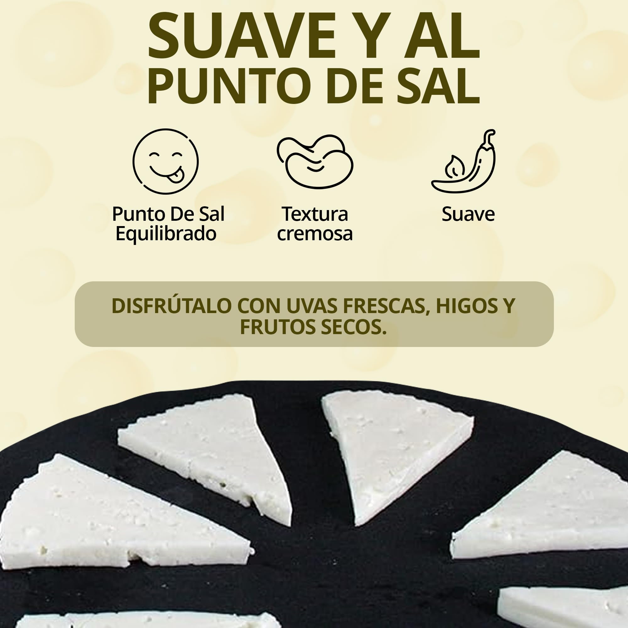 Queso Artesano de Cabra Tierno 1 kg - Queso Castilla-La Mancha para Ensalada y Tapas