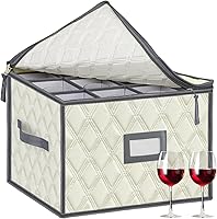 Vista 15 de VERONLY Caja de almacenamiento para copas de vino con divisores con capacidad para 24 estuches de almacenamiento de copas o recipientes de cristal