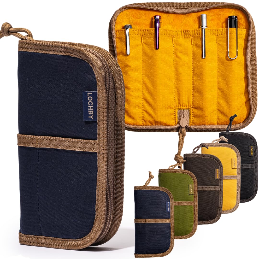 LOCHBY® Quattro | Slim and Elegant Pen Pouch, Durable Waxed Canvas, Holds 4 Pens, Lightly Padded for Fountain Pen and Mechanical Pencil, Compact for Travel and Everyday Carry