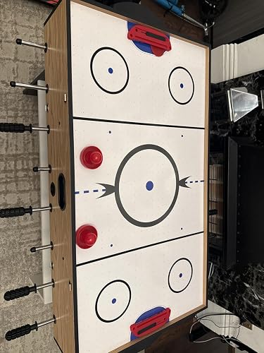SereneLife – Table Air Hockey 150 Cm – Moteur 110V – Compteur LED – 2 Poussoirs – Adulte/enfant – Salle De Jeu