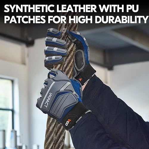 Miniatura 5 de Vgo... guantes de trabajo de seguridad - guantes de mecánico, guantes de impacto y antivibración - guantes de aparejador y de trabajo pesado (M,