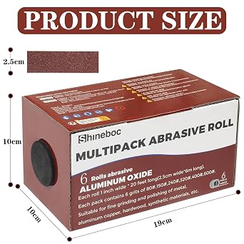 Emery Cloth Roll, 1 Inch x 20 Feet Heavy Duty Sandpaper, 6 Rolls