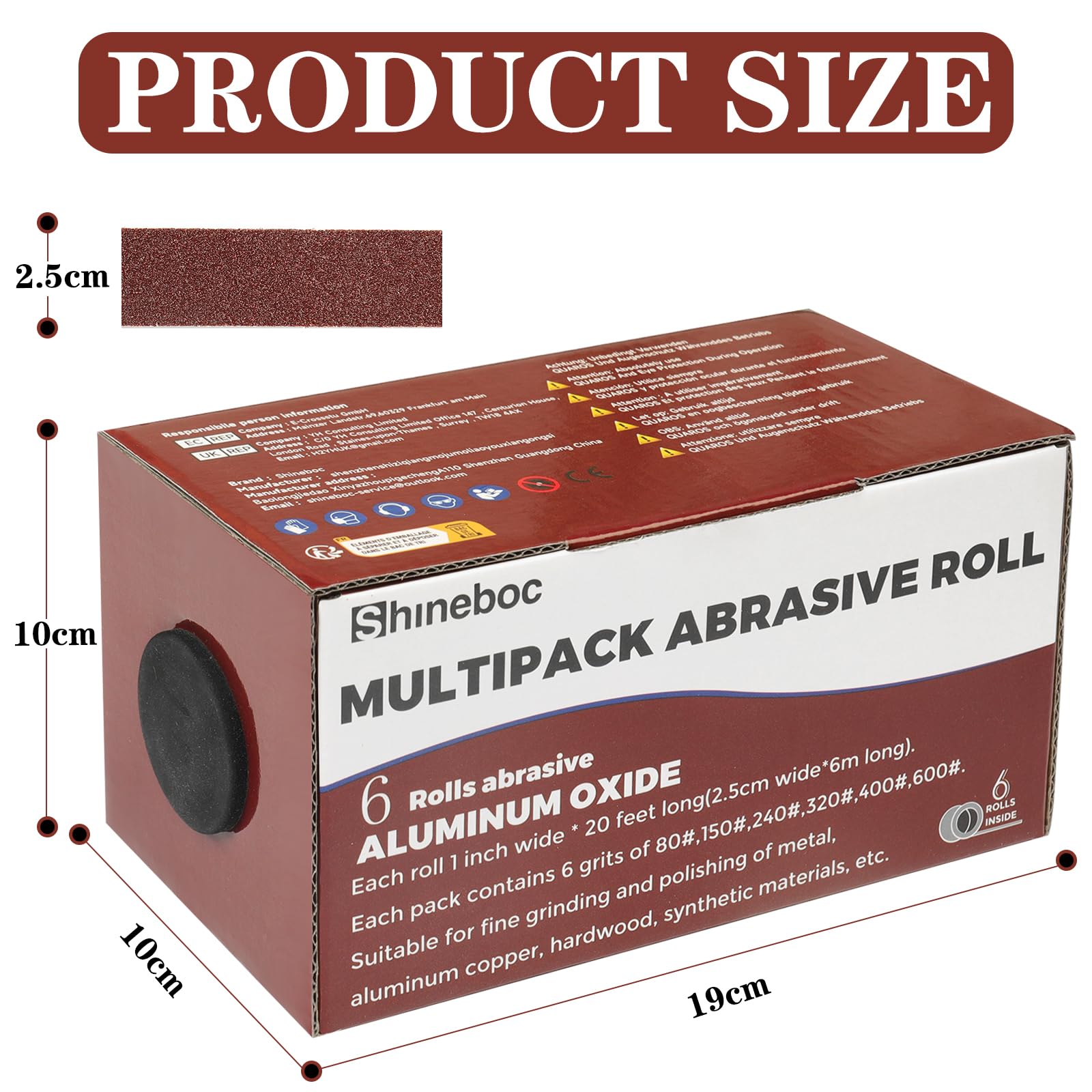 Shineboc Emery Cloth Roll,Sandpaper Roll 80/150/240/320/400/600 Grit 2.5 CM X 6 M Emery Paper Abrasive Sanding Paper Roll 6 Rolls of Wet and Dry Sandpaper - Image 3