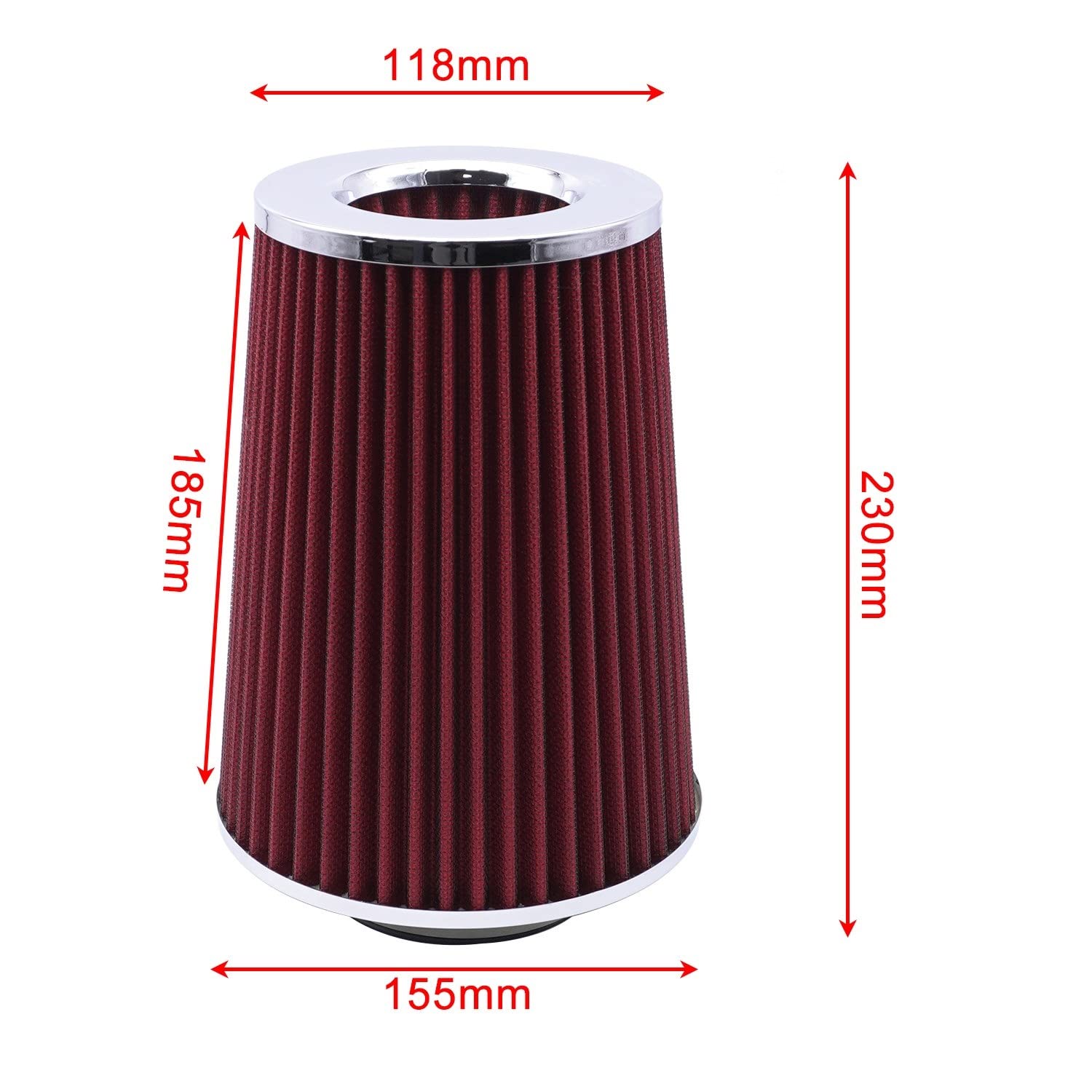 Filtre D'Admission D'Air Froid Universel 76mm Rouge - Kit Complet Avec Tuyau Et Support