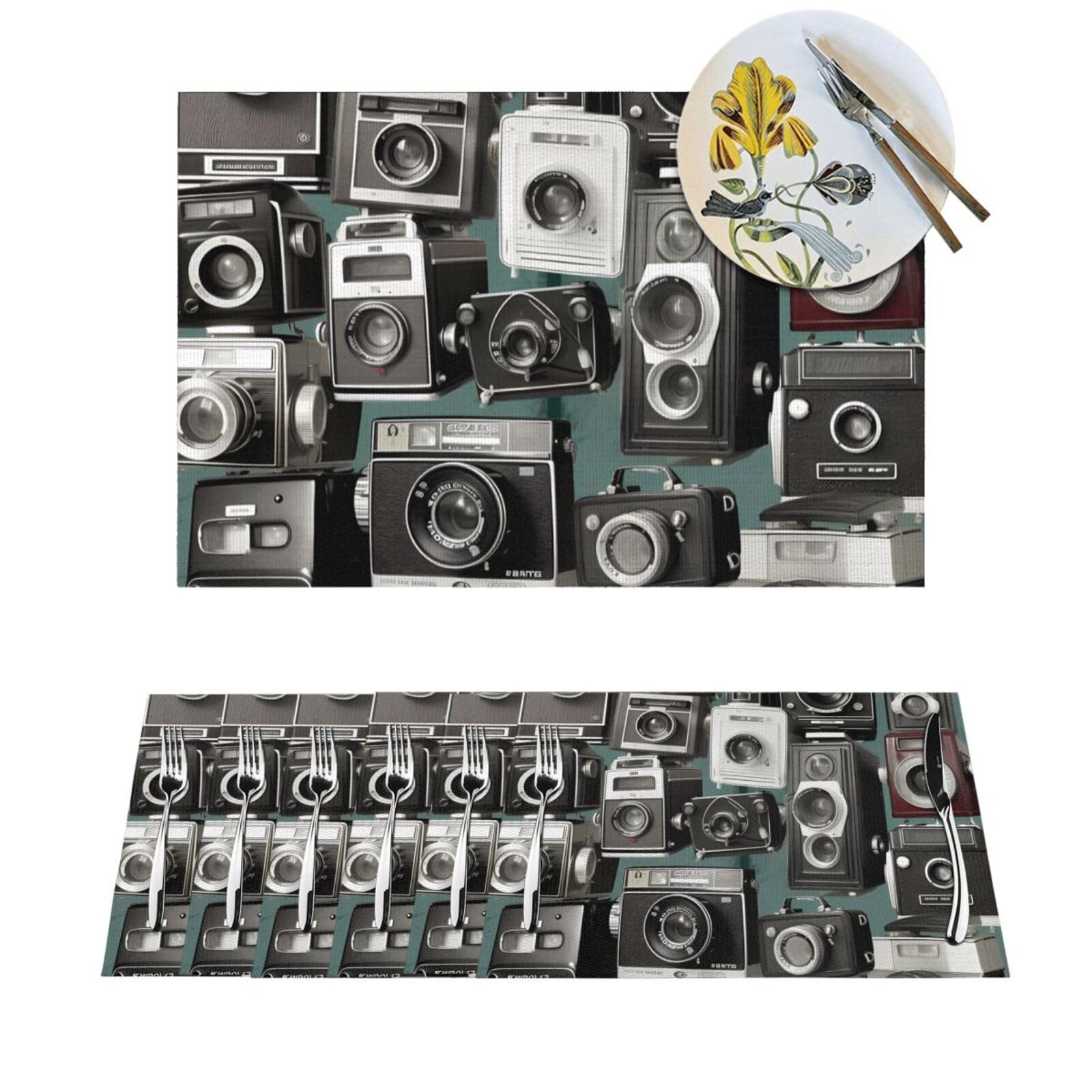 Sets de table Retro Cool Camera idéaux pour vos dîners de famille et fêtes de mariage