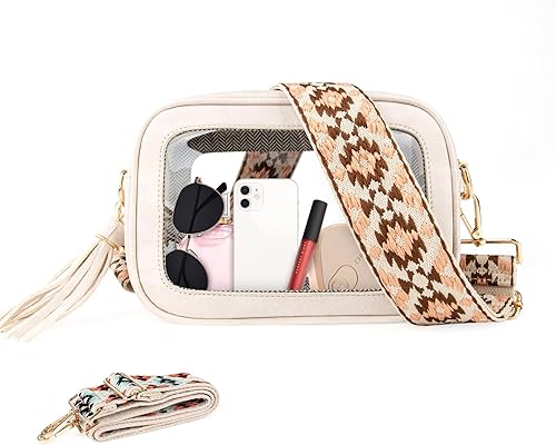 Viva Terry Bolsa cruzada transparente con 2 correas, bolsa transparente aprobada para estadios para conciertos, eventos deportivos, festivales,