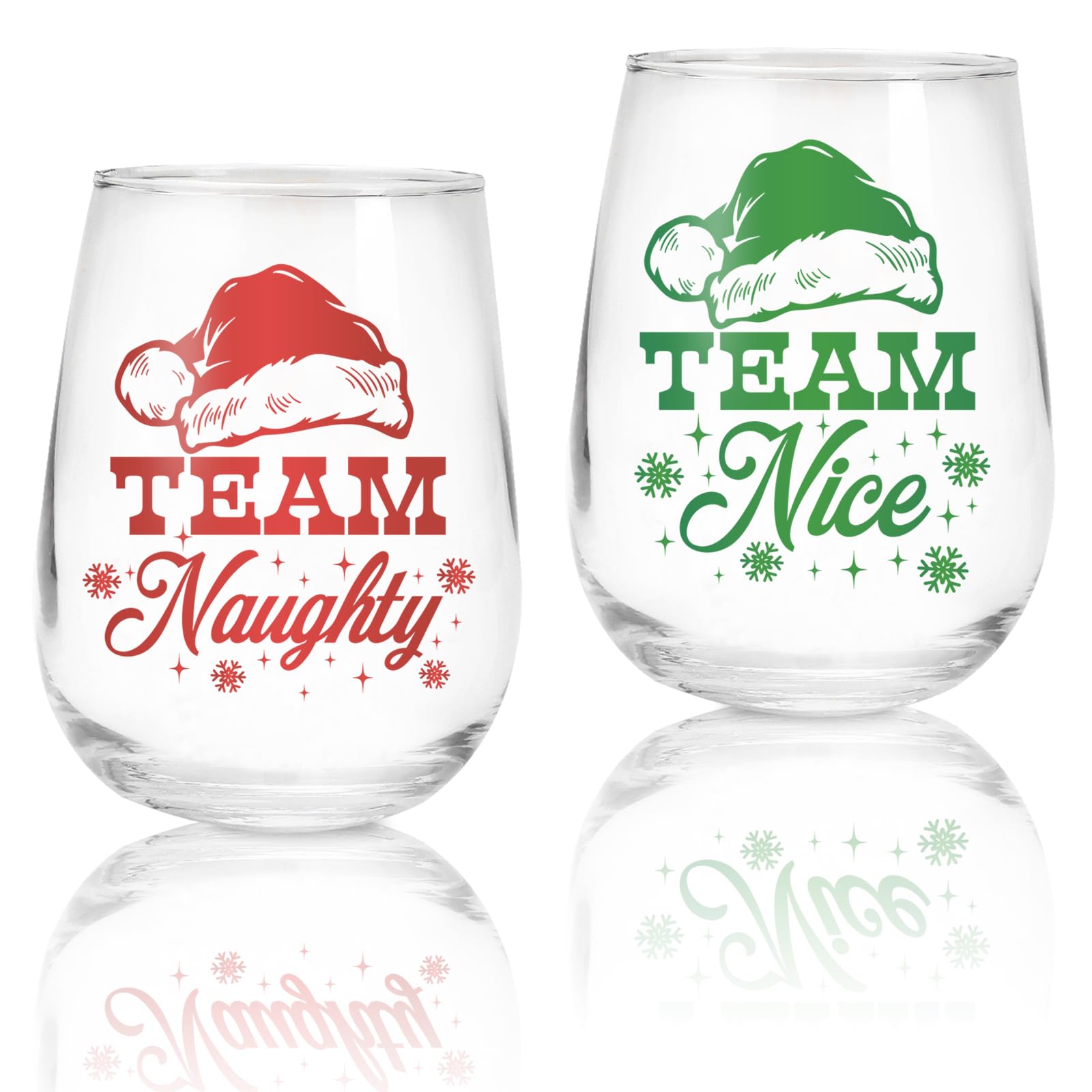 Vasos de Navidad Whaline antivolquetes: copas de vino sin tallo de 17 oz para cenas seguras
