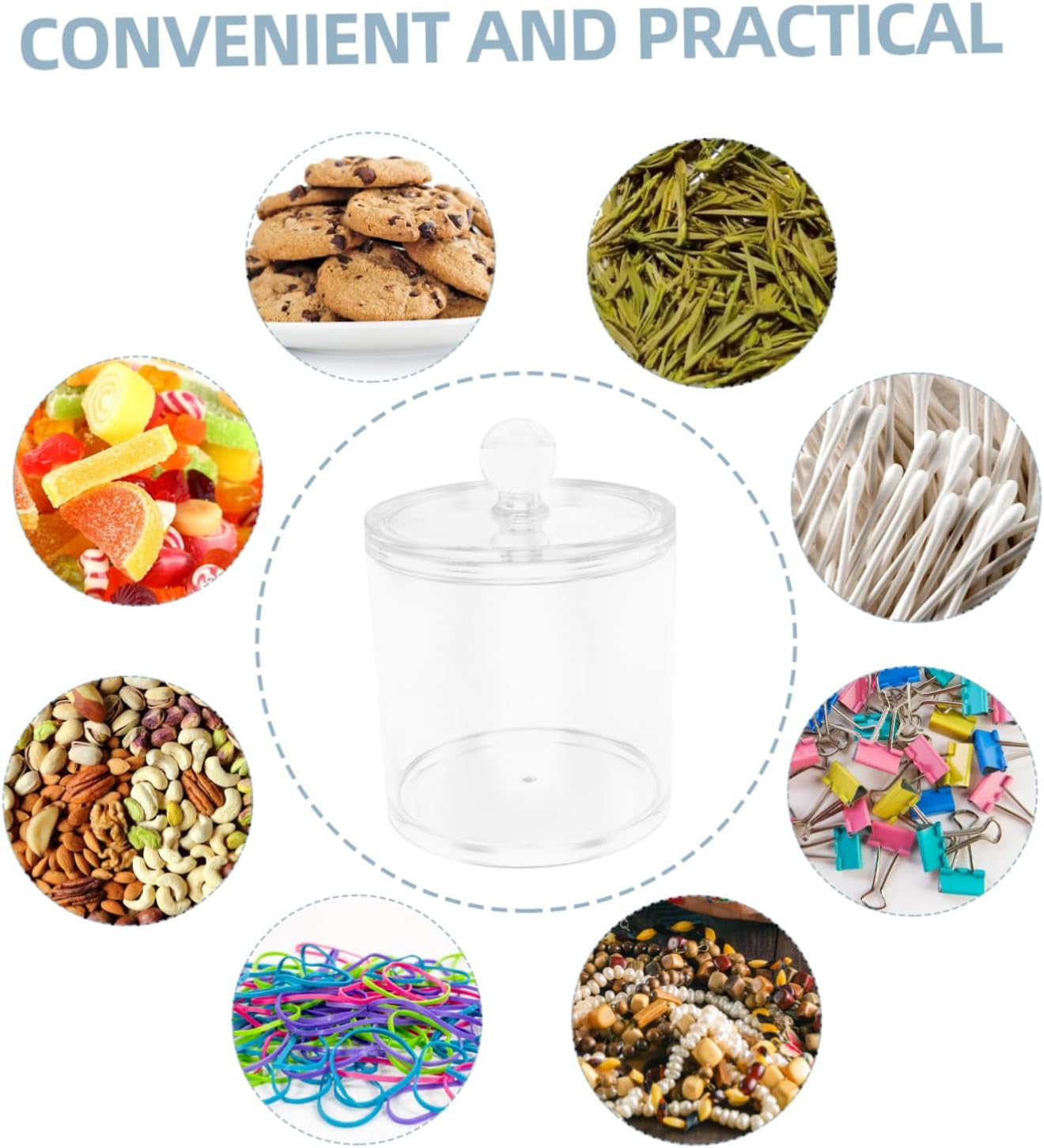 Unomor 4pcs Cotton Swab Holder Organizer Bathroom Organization Jars for Cotton Pads Toothpicks Hair Accessories