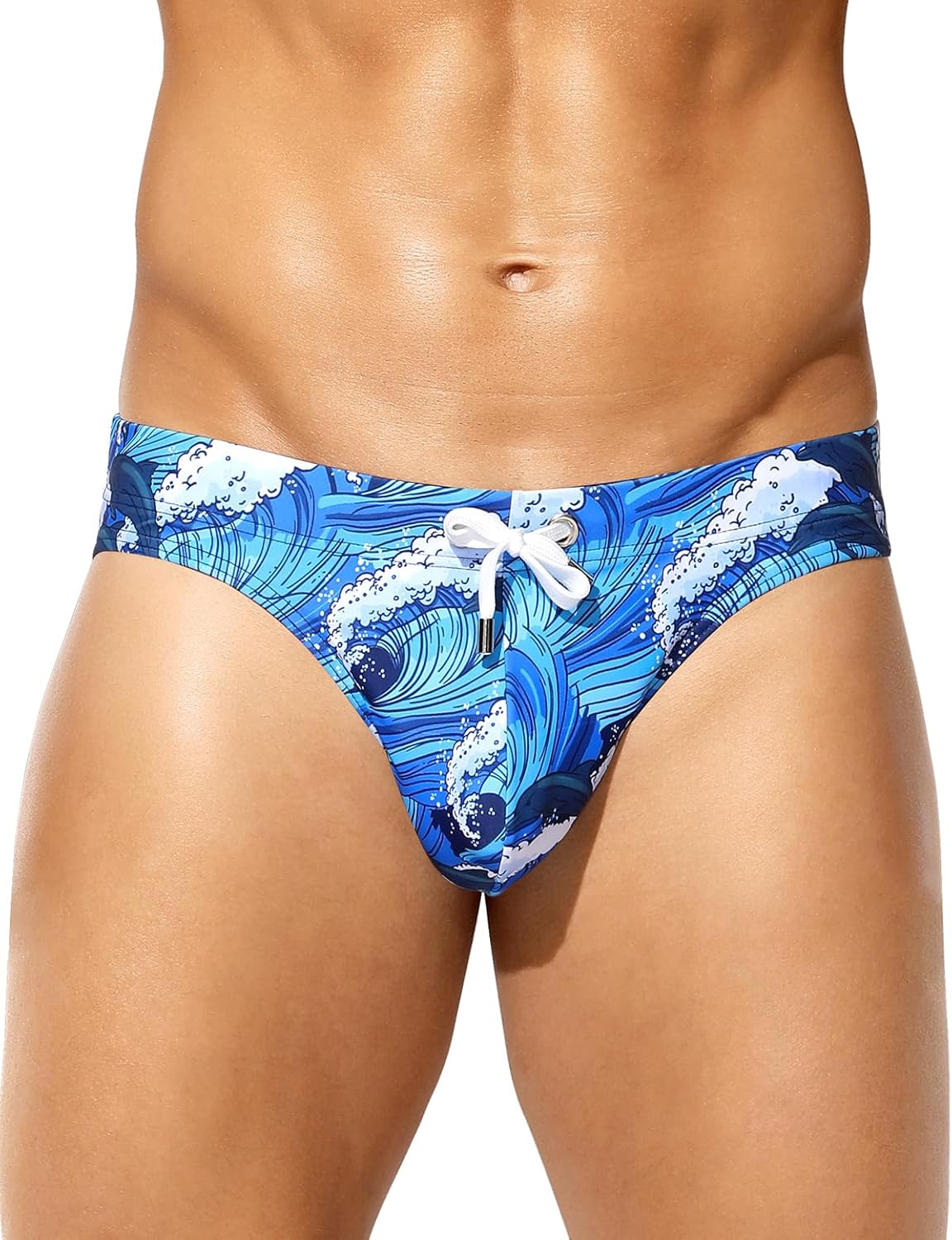 Arjen Kroos Men's Swim Briefs Sexy Bikini Swimwear Mens Funny Print Swimsuit Low Rise Swimming Briefs with Drawstring