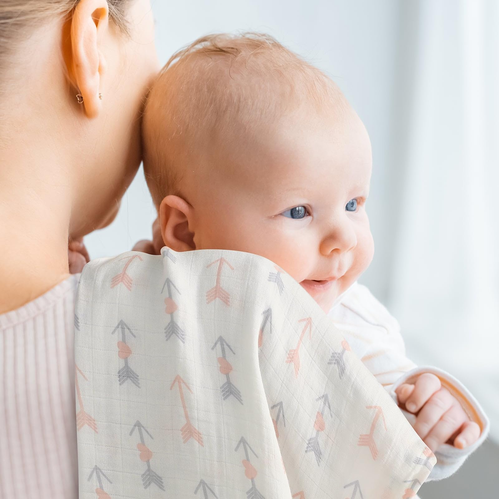 Yoofoss Muslin Cloths for Baby Muslin Squares 6 Pack Large 70 x 70cm Soft and Absorbent Organic Cotton Burp Cloths for Newborn Girls Boys-Coffee - Image 2