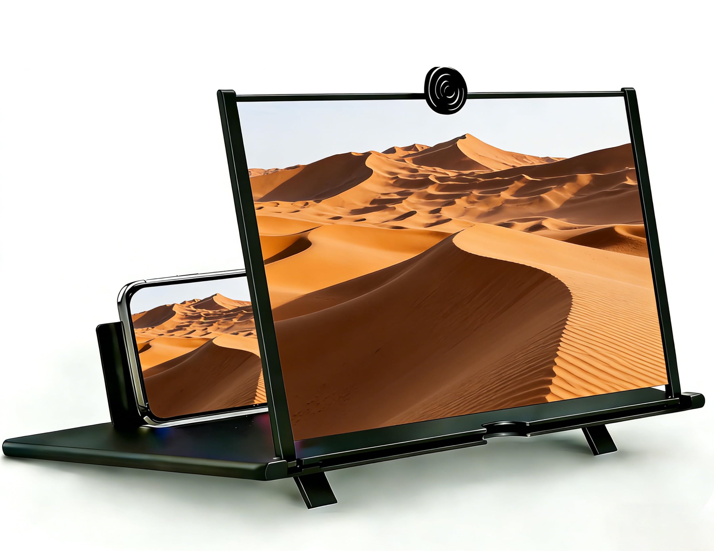 Soporte plegable con amplificador de pantalla para ver películas en el camping o la cama