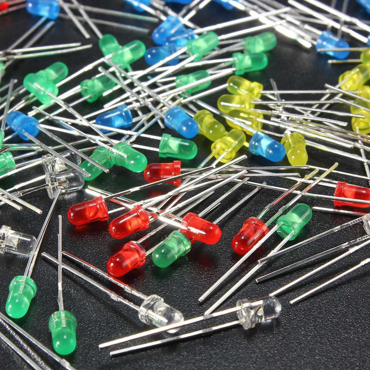 LED Diodes Kit 100pcs 3mm LED Diode 3mm Round Head Fog Red/yellow/white ...