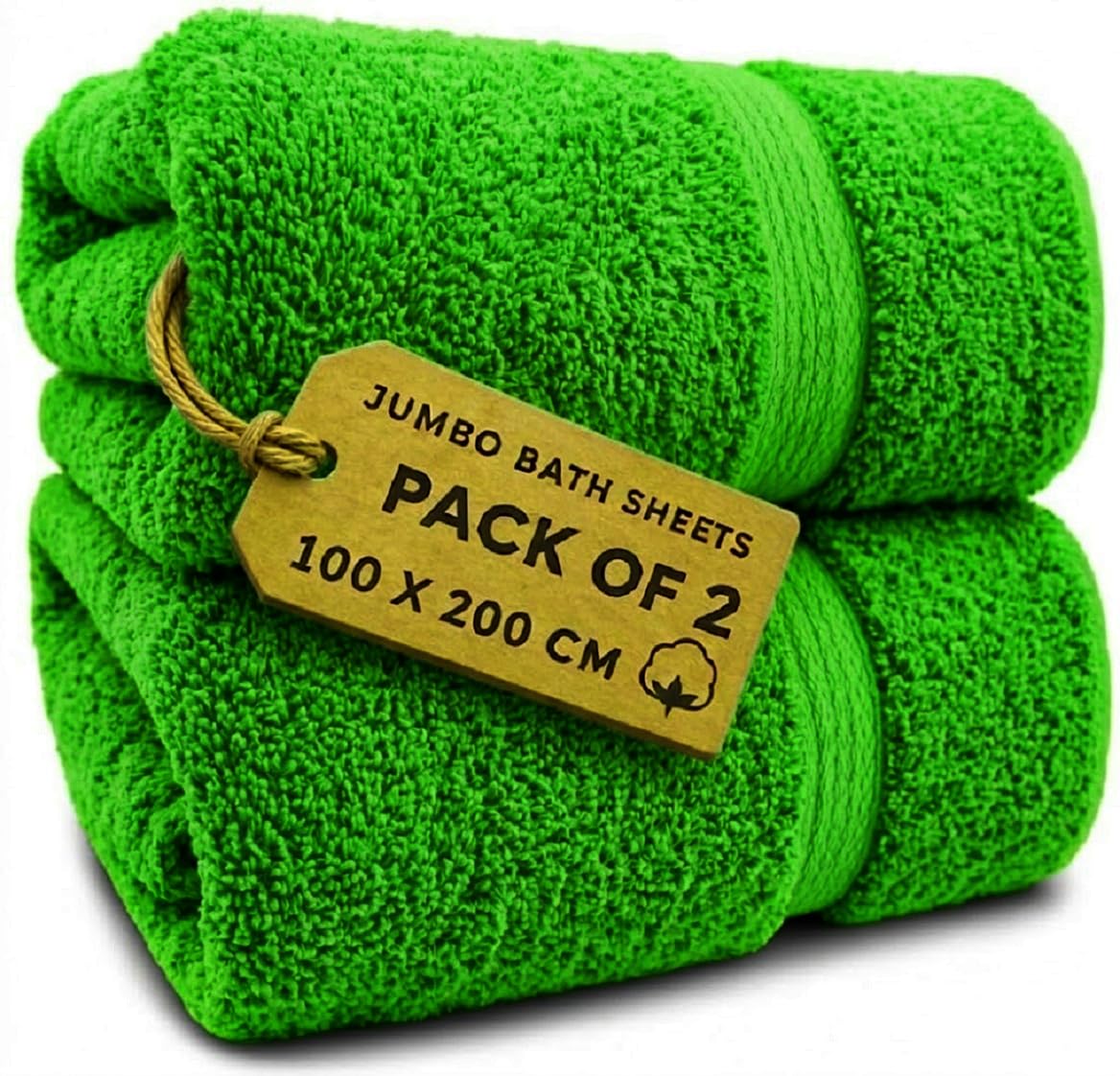 EDB 2X Extra Large Super Jumbo Bath Sheets Towels 100 cm W x 200 cm L Body Wrap Premium Quality 100% Egyptian Cotton Beach, Gym, Spa, Hotel Towel Set Super Soft XL Bath Towel 600-GSM (Sage Green) — image 1