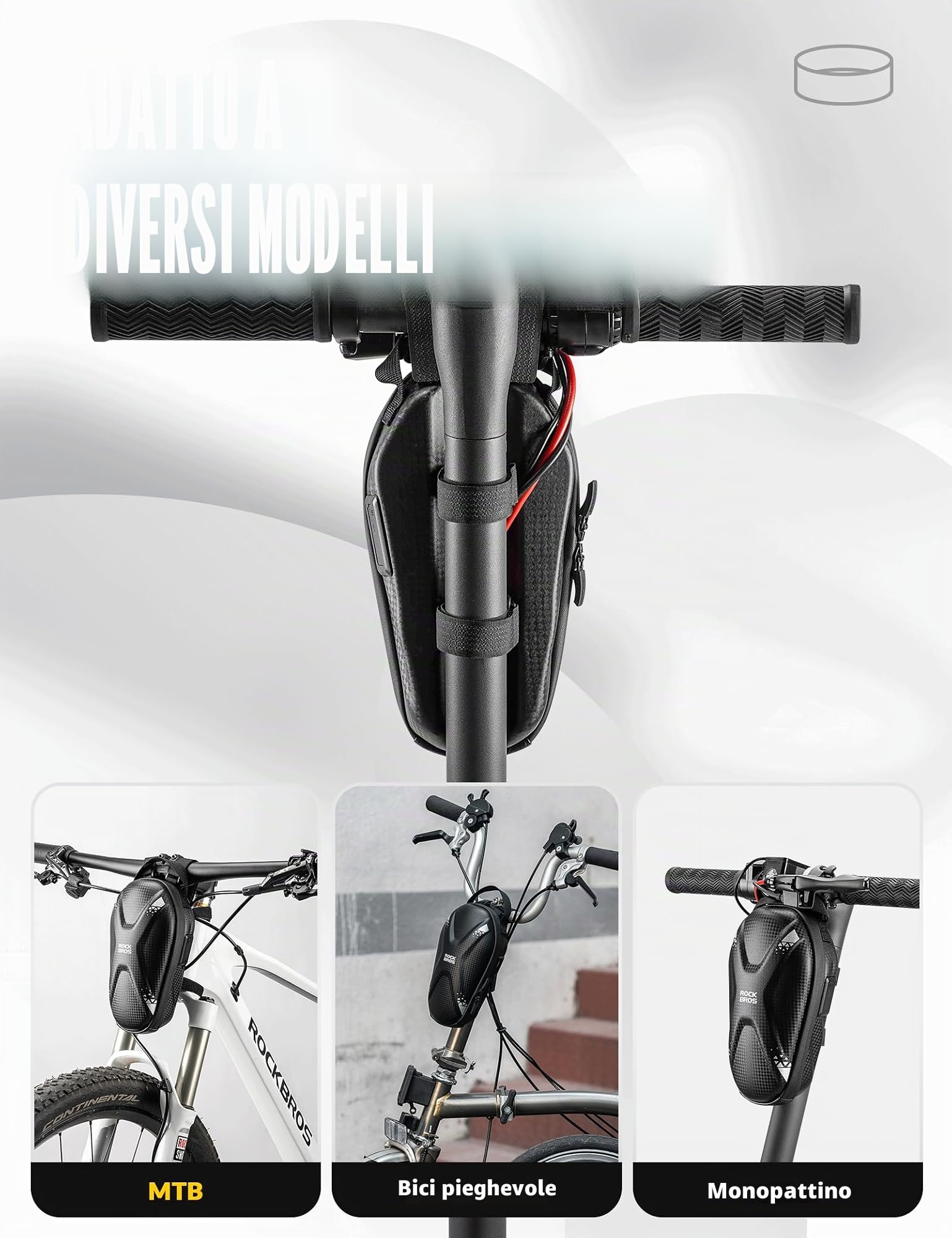 ROCKBROS Borsa Scooter Manubrio, Borsa Monopattino Elettrico, Borsello Anteriore Impermeabile, Grande Capacità 1.3L, Universale per Xiaomi MI Mijia M365 Sedway Ninebot E ES1 ES2 ES3 ES4
