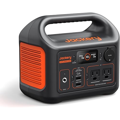 Jackery Portable Power Station Explorer 300, 292Wh Backup LiFePO4 Battery, Solar Generator for Outdoors Camping Travel Hunting Blackout (Solar Panel Optional)