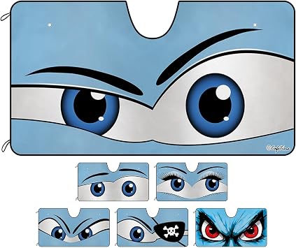 Blue Eyes Windshield Sun Shade, Car Sun Shade for Front Windshield Car Sunshades Sun Visor Protector Blocks UV Rays Foldable, Keep Vehicle Cool, 55" x 30"