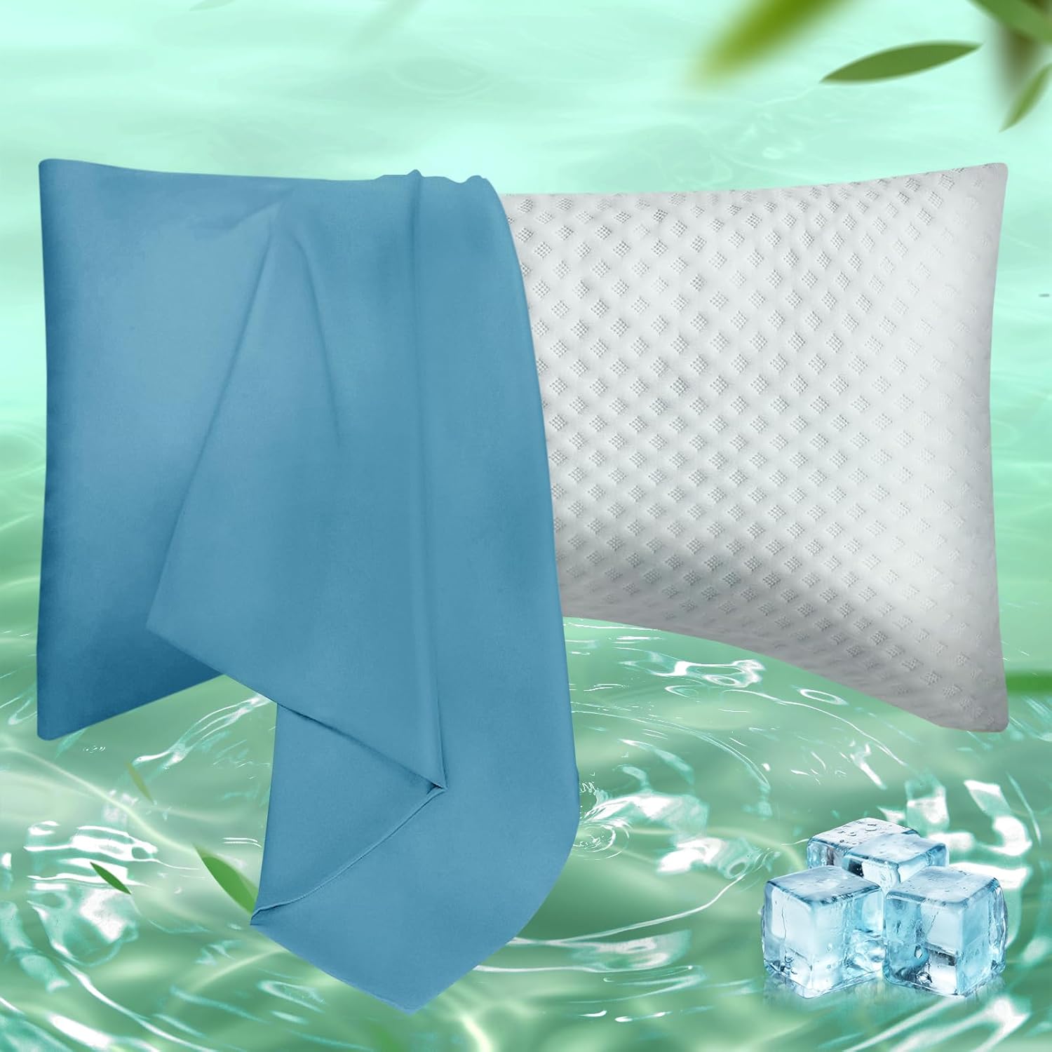 Curved Pillow Case Queen Size, Side Sleeper Pillow Cases Cover Cooling Rayon Derived from Bamboo with Zipper for hot Sleepers Hair and Skin, Breathable Silky Soft Pillowcase 1 Pack 20 * 30 Inches